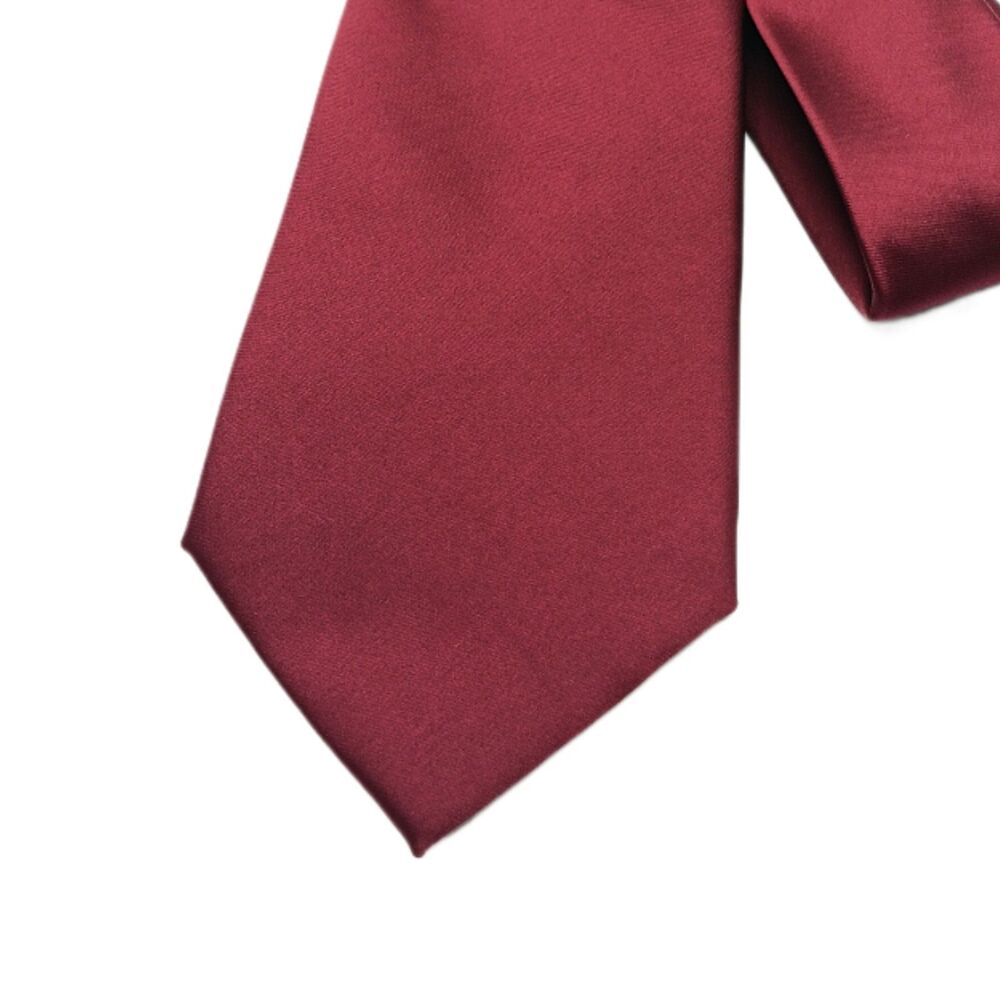 Brand Q Burgundy Tie Mens 61” Solid Microfiber Designer Classic Corpcore New